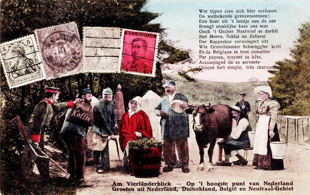 Vaals, Vierlandenpunt, Verzamelen, Verzenden, 1920 tot 1940, Gelopen, Limburg