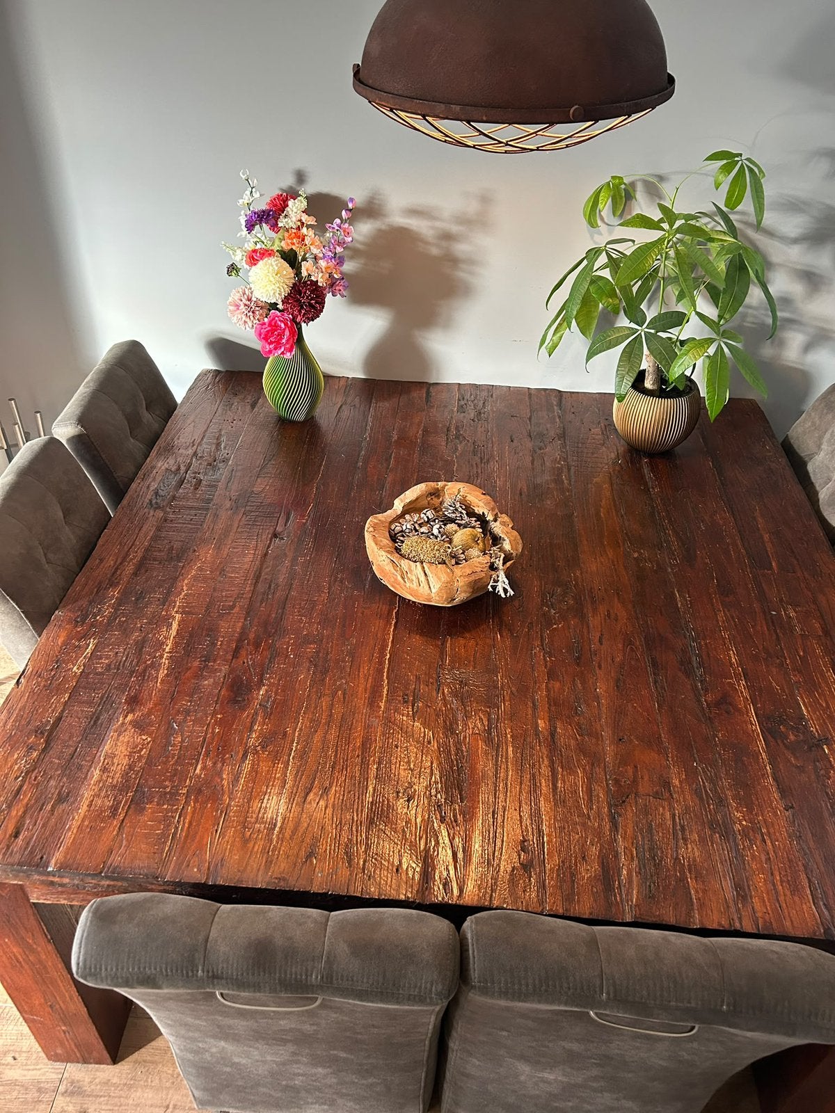 Eettafel (zonder stoelen), Ophalen, Gebruikt, 150 tot 200 cm, Vierkant