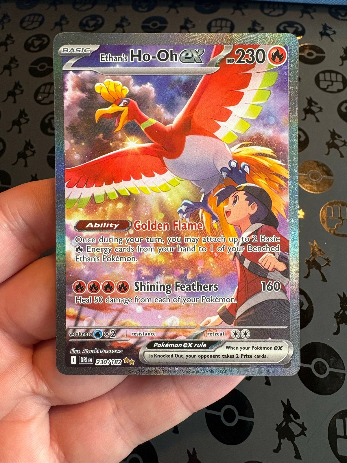 Ethan's Ho-Oh ex 230/182 - Destined Rivals Pokémon kaart, Ophalen of Verzenden, Zo goed als nieuw, Losse kaart, Foil