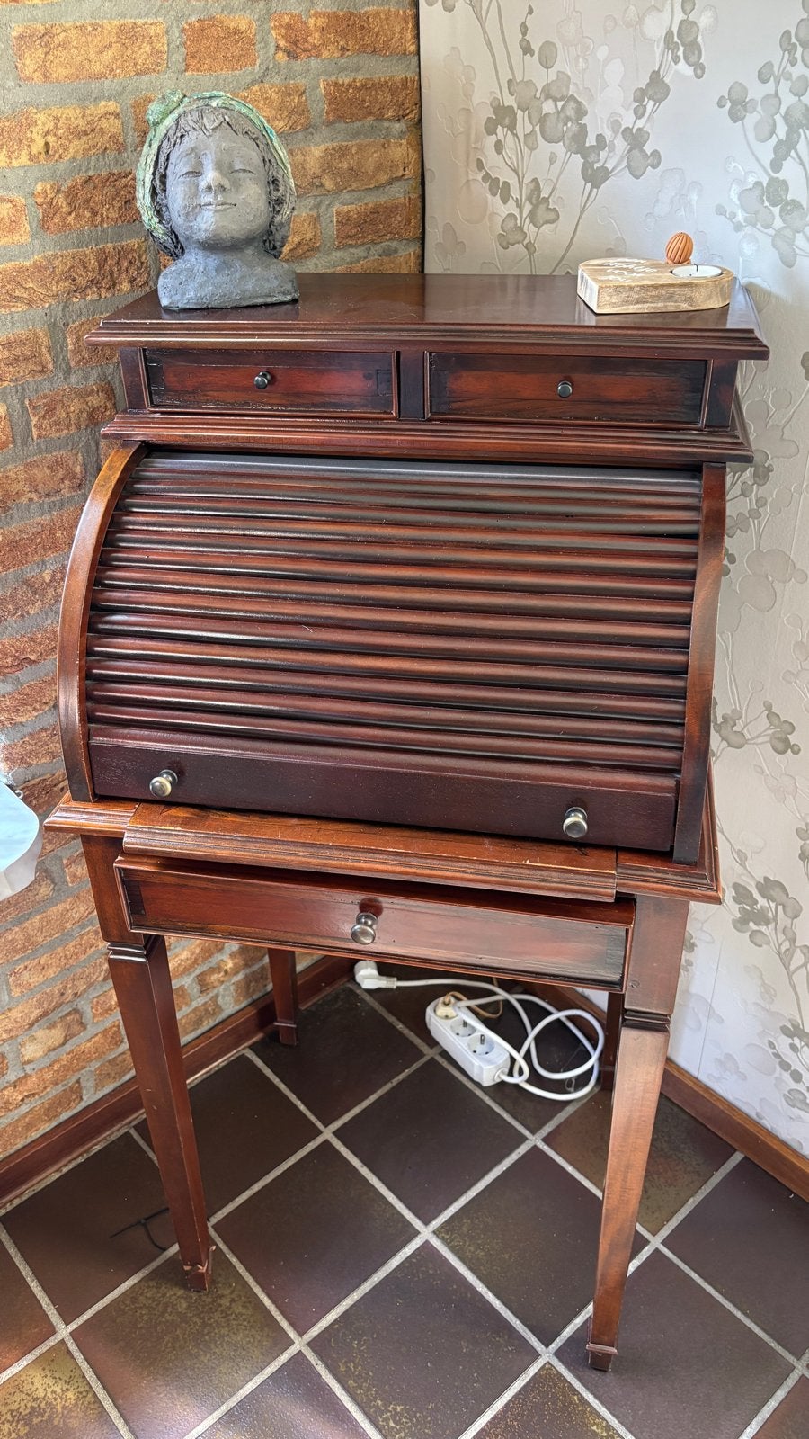 Antiek rolluikbureau - 56x45x110, Antiek en Kunst, Ophalen
