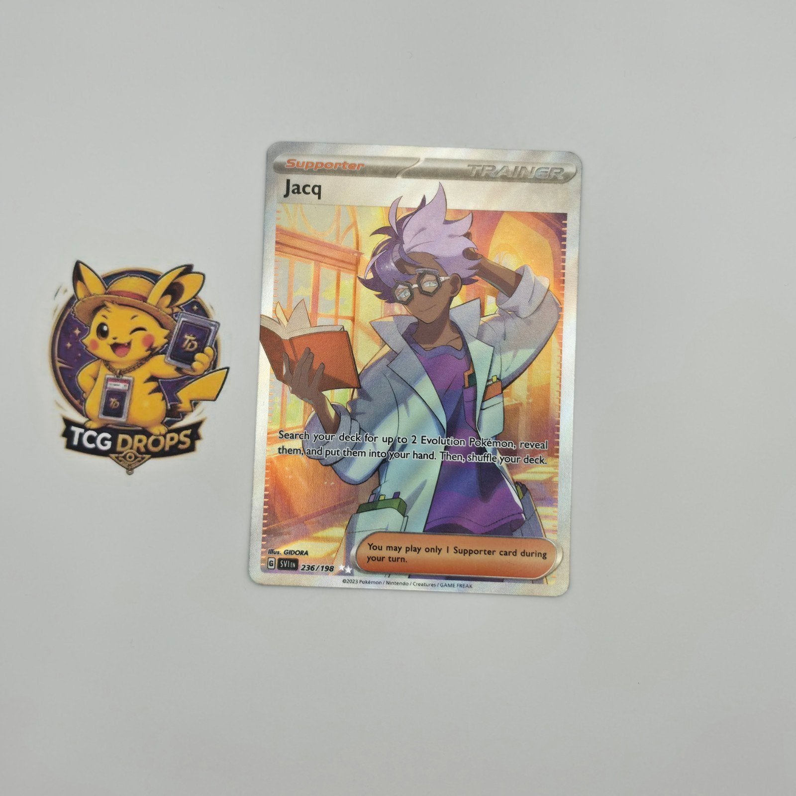 Jacq 236/198 Scarlet & Violet, Hobby en Vrije tijd, Ophalen of Verzenden, Zo goed als nieuw, Losse kaart, Foil
