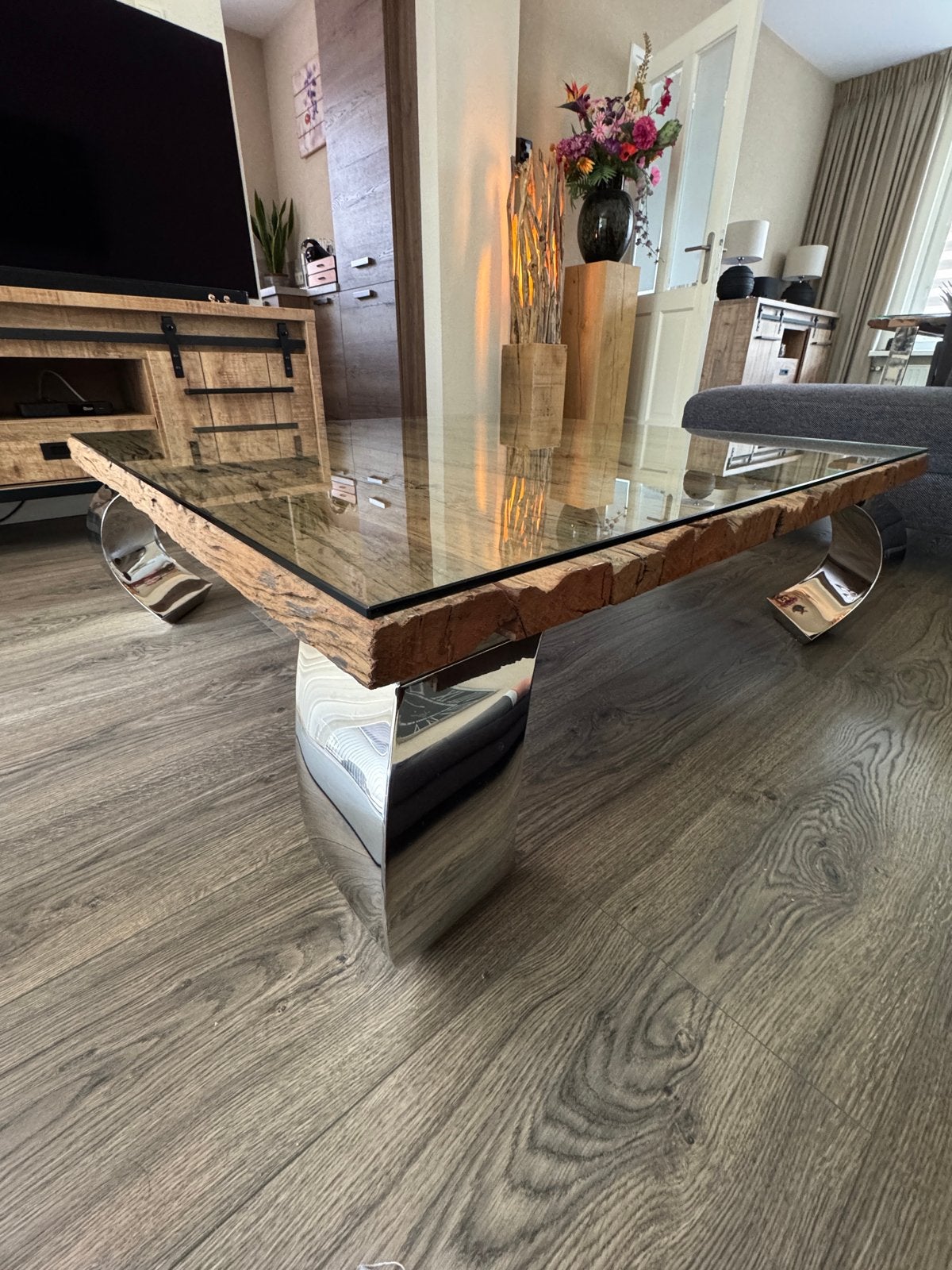 COFFEE TABLE TOP TEXAS RAILWAY robuuste salontafel, Huis en Inrichting, Ophalen, Robuuste salontafel, Vierkant, 5 – 50
