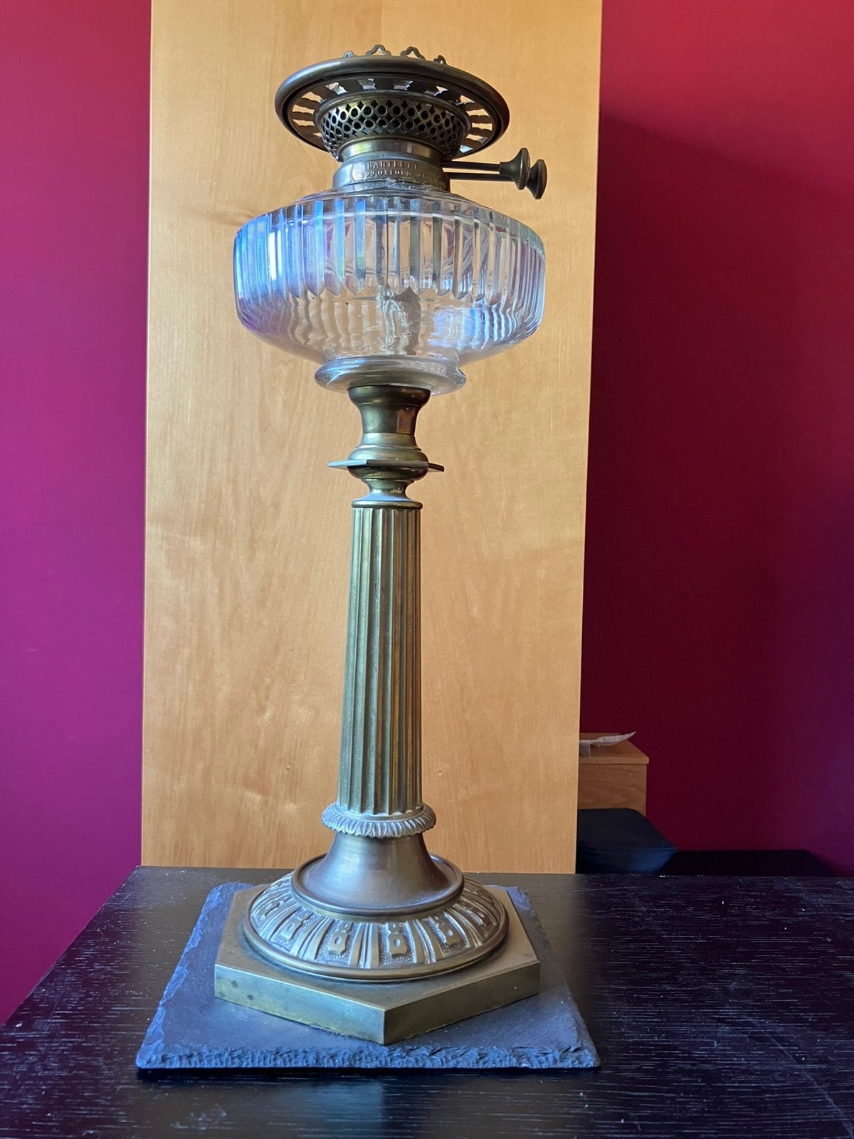Antieke Victoriaanse olielamp, Bartlett Judd/Wright & Butler, Antiek en Kunst, Ophalen of Verzenden