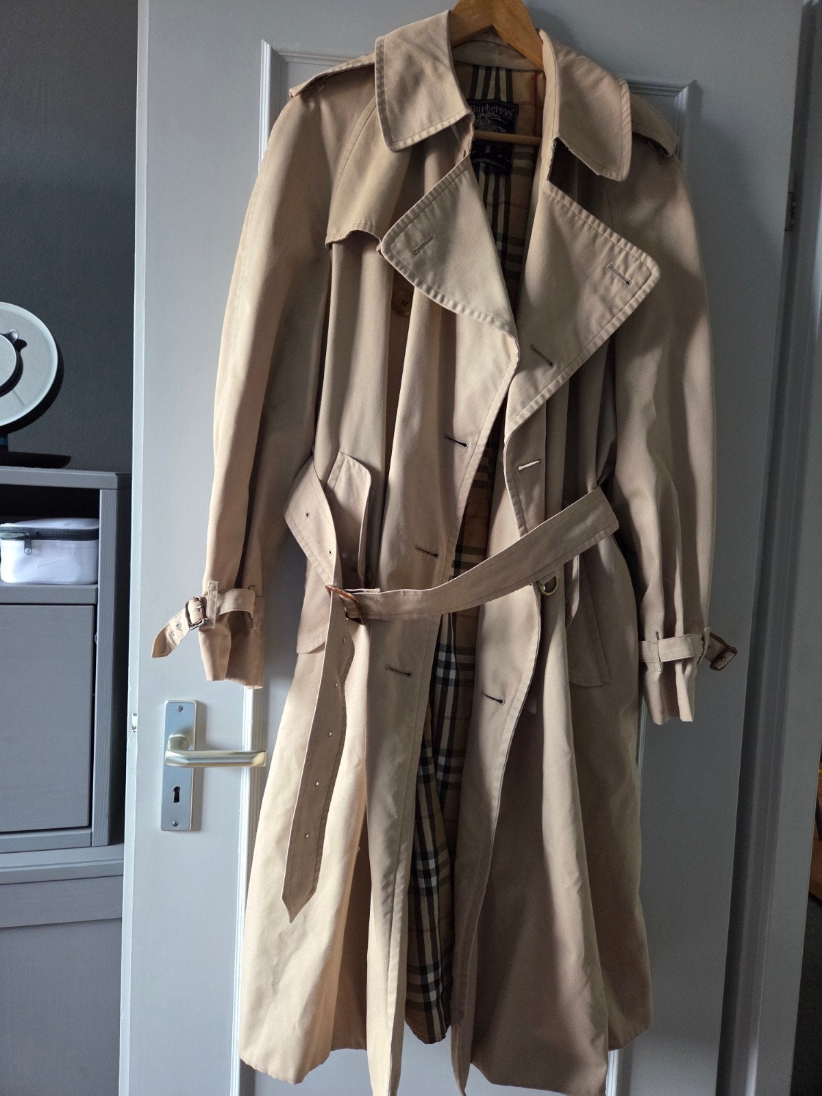 Vintage Burberry mantel, maat 44/46, Kleding | Dames, Jassen | Zomer, Ophalen, Beige, Maat 42/44 (L), Burberry