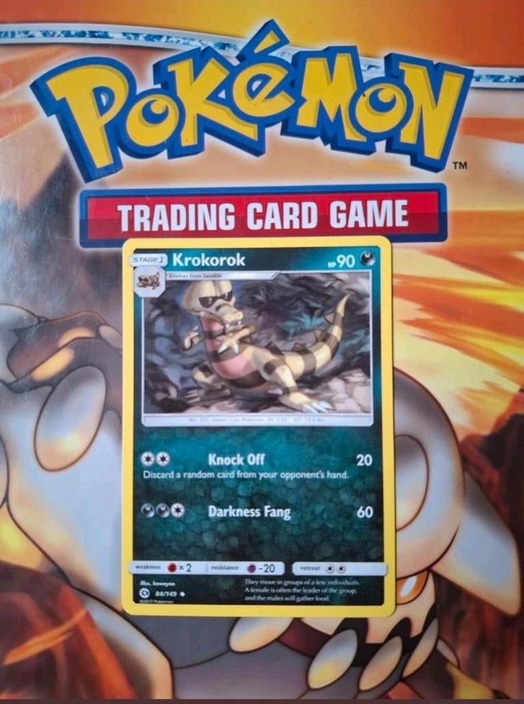 Krokorok 84/149 Sun&moon base set pokemon kaart, Ophalen of Verzenden, Zo goed als nieuw, Losse kaart