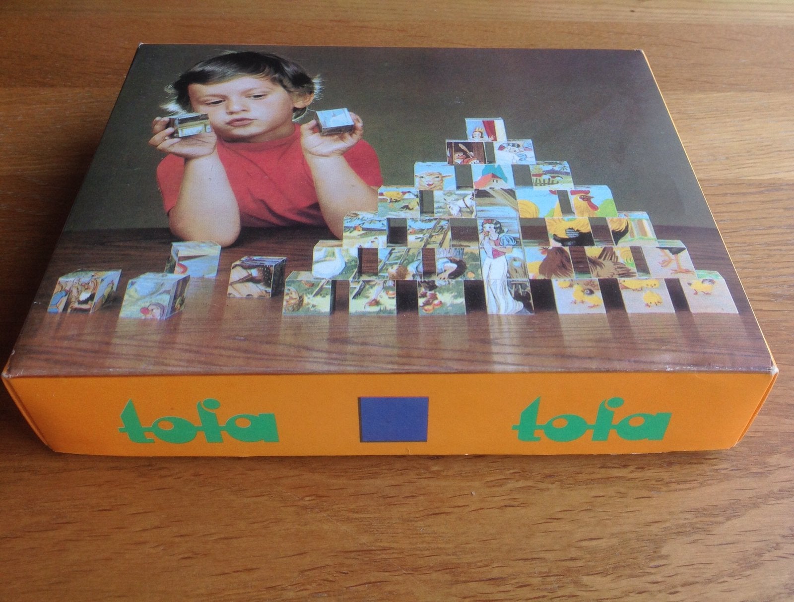 Houten blokken puzzel Tofa - 6 vogels - retro - hout - vogel, Antiek en Kunst, Ophalen of Verzenden