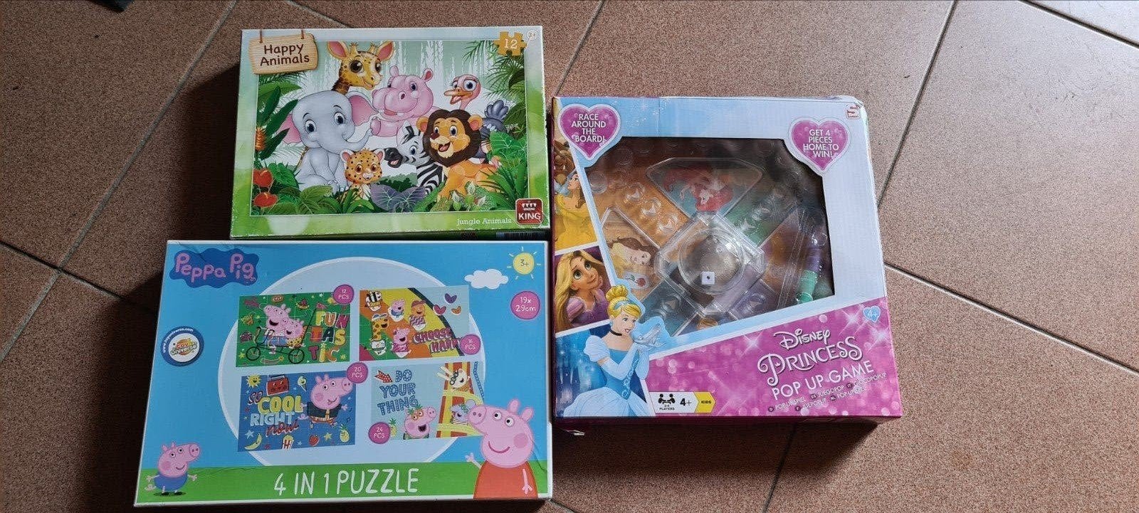 Prinses Mens Erger Je Niet & 2 Puzzels (Peppa Pig, Dieren), Ophalen of Verzenden, 10 tot 50 stukjes, Gebruikt, 2 tot 4 jaar