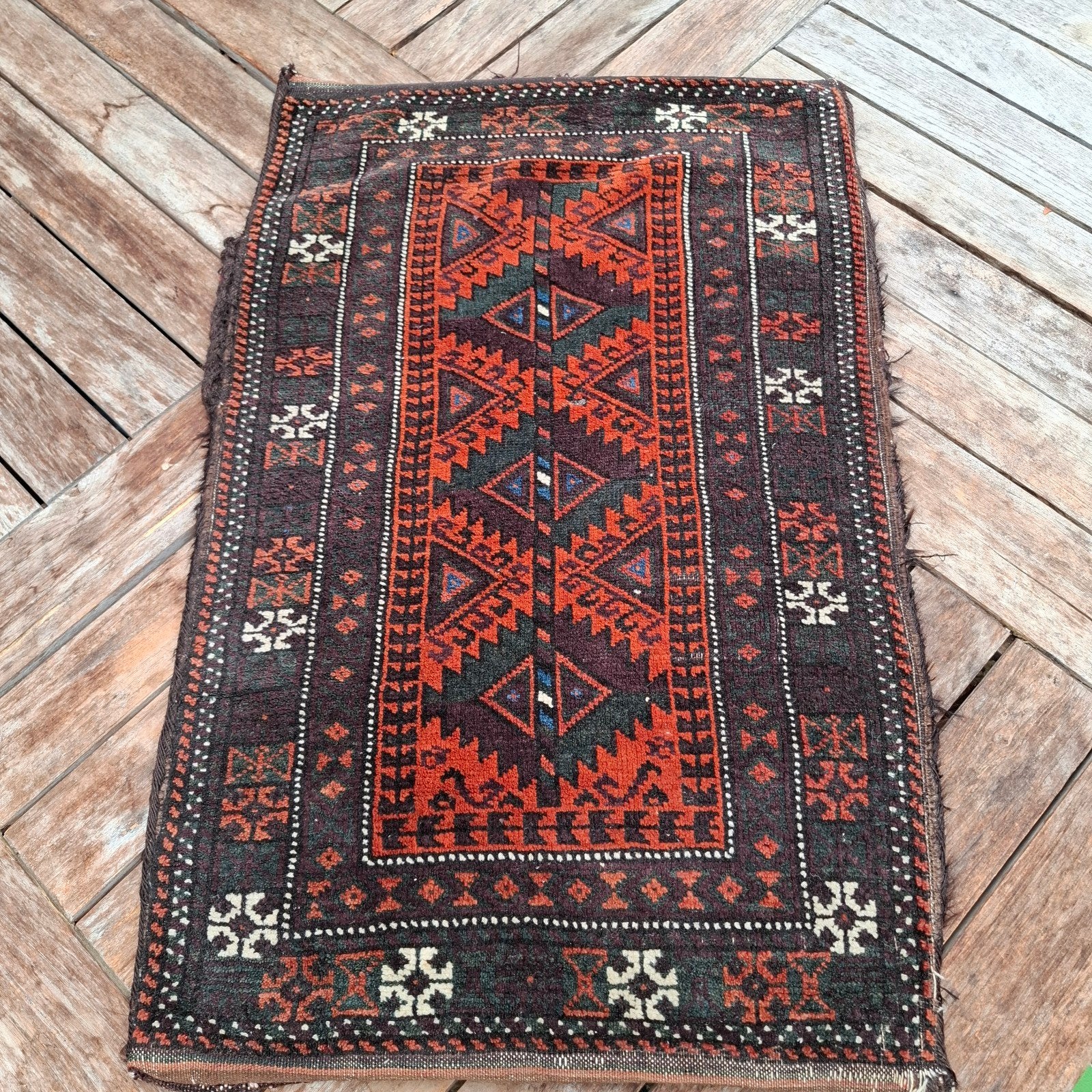 Vintage wollen handgeknoopt perzisch kussen 53x85 cm, Gebruikt, 50 tot 100 cm, Crème, Vintage