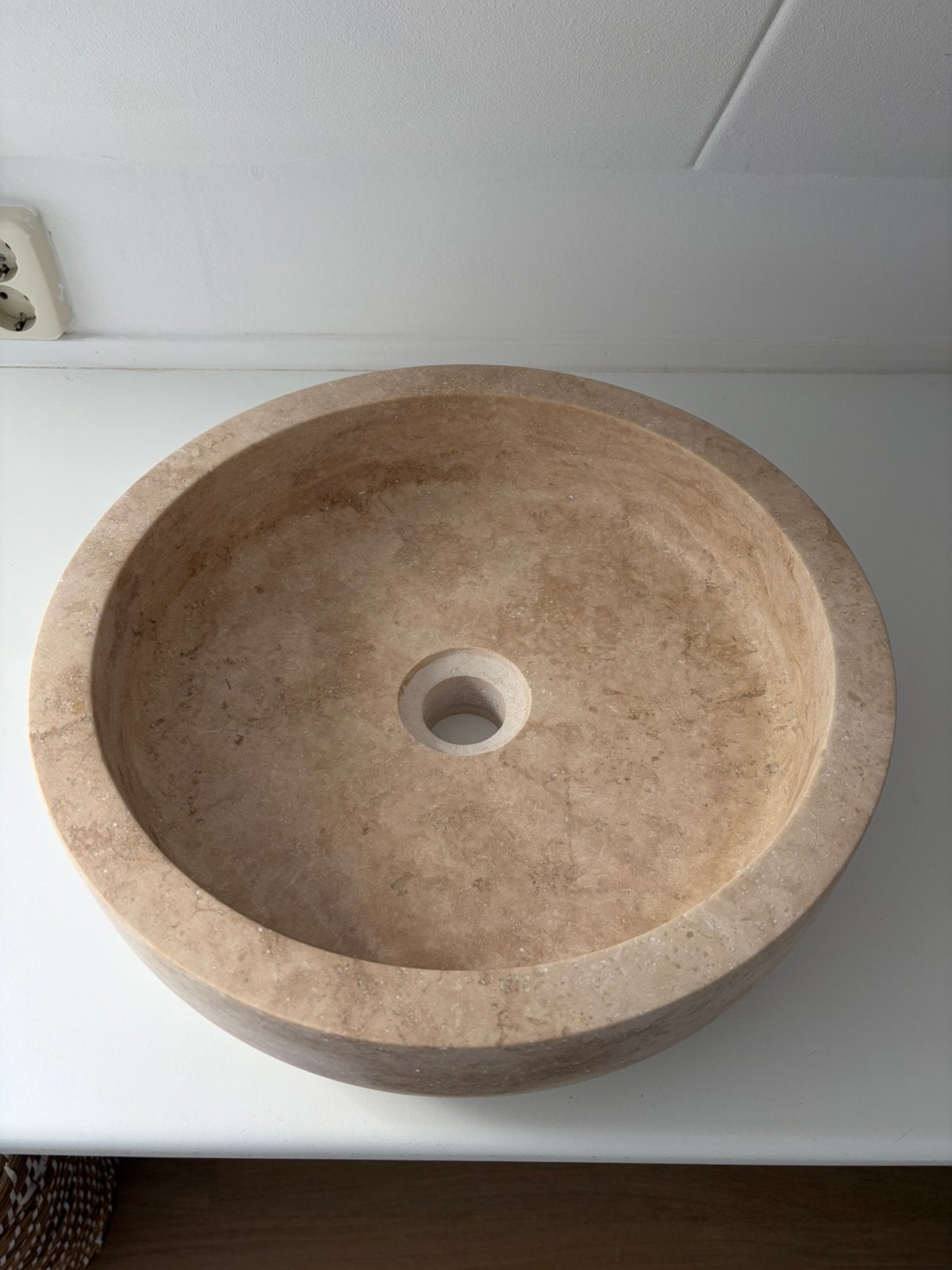 Nieuw Forzalaqua Verona waskom 40x40x12Natuursteen Travertin, Ophalen of Verzenden, Zo goed als nieuw, Minder dan 100 cm, Wasbak of Wastafel