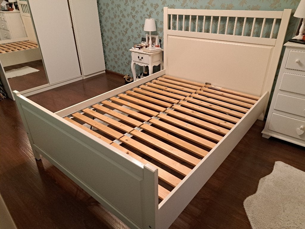 IKEA HEMNES bed 140 x 200 + lattenbodem (gedemonteerd), Ophalen, Gebruikt, Wit, Tweepersoons