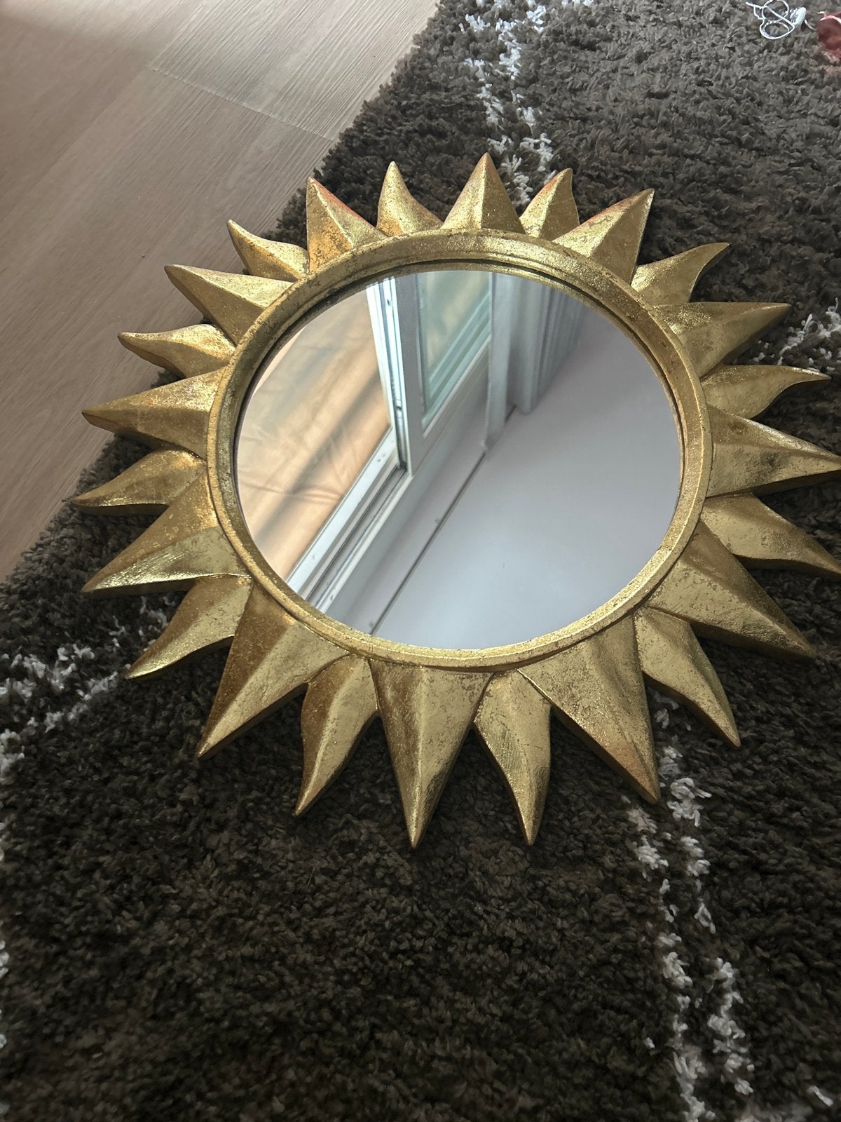 Gouden Zon Spiegel - Decoratieve Wandspiegel, Ophalen of Verzenden, Zo goed als nieuw, Overige vormen, 50 tot 75 cm