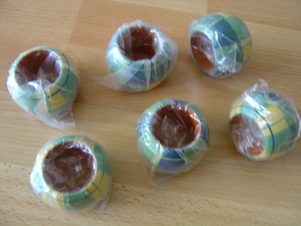 Dit zijn 6 houten servet ringen, groen/geel Nieuw!, Ophalen of Verzenden, Nieuw