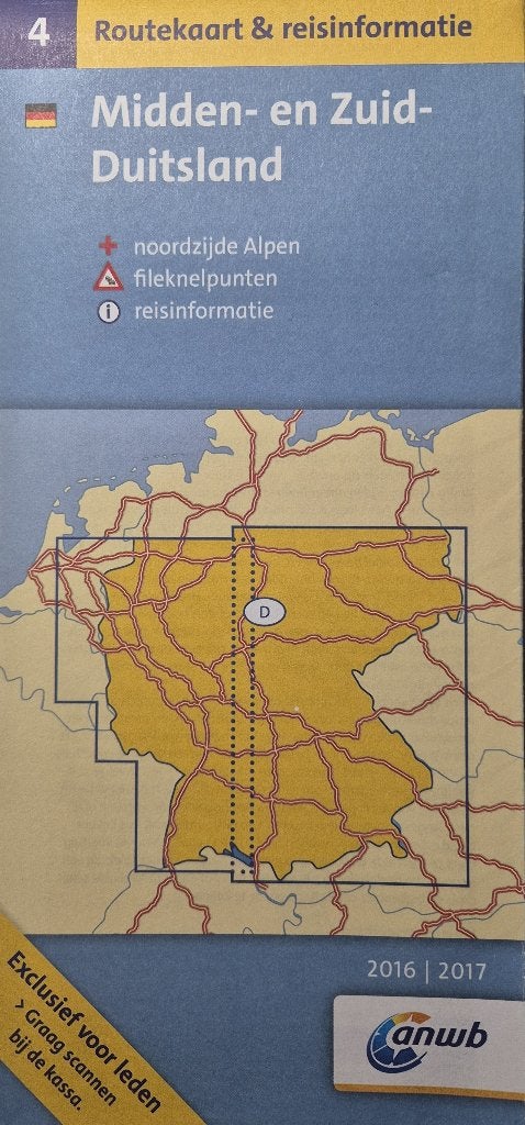 ANWB RouteKaart Duitsland (Zuid + Midden) WegenKaart, ANWB, Verzenden, 2000 tot heden, Nieuw