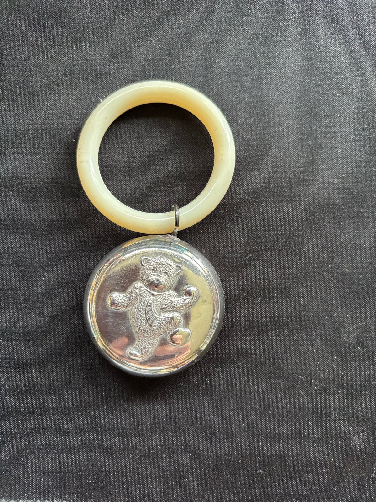 Vintage rammelaar met beer en kunsstof ring, Ophalen of Verzenden, Gebruikt