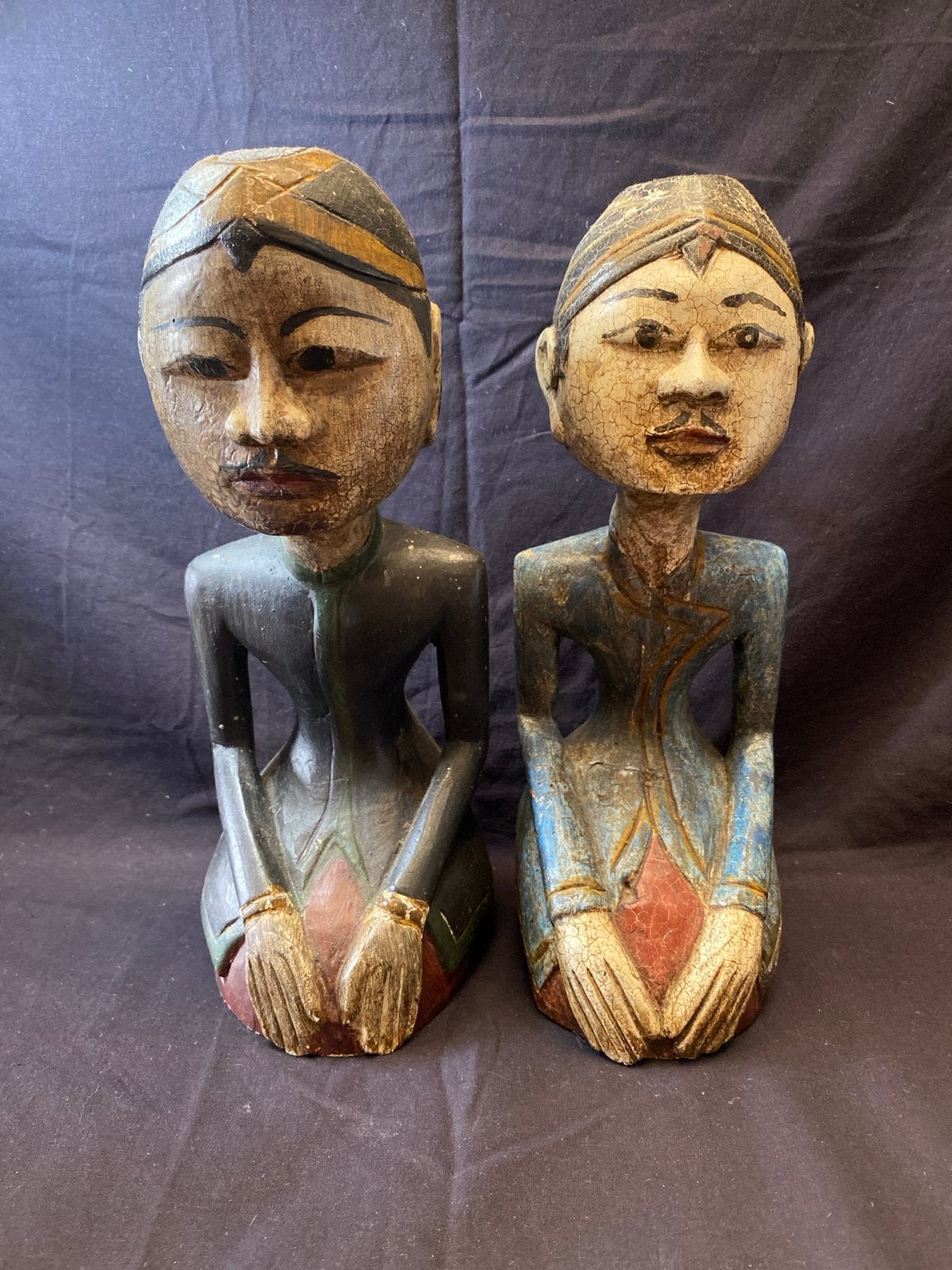 Loro Blonyo Houten beelden., Groep mensen, Ophalen of Verzenden, 20 - 50 cm, Beeld
