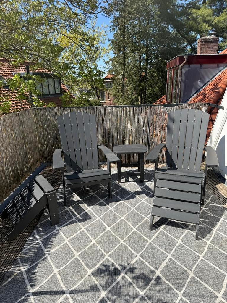 Adirondack stoelen set met bijzettafel, 2 zitplaatsen, Kunststof, Gebruikt, Bijzettafel