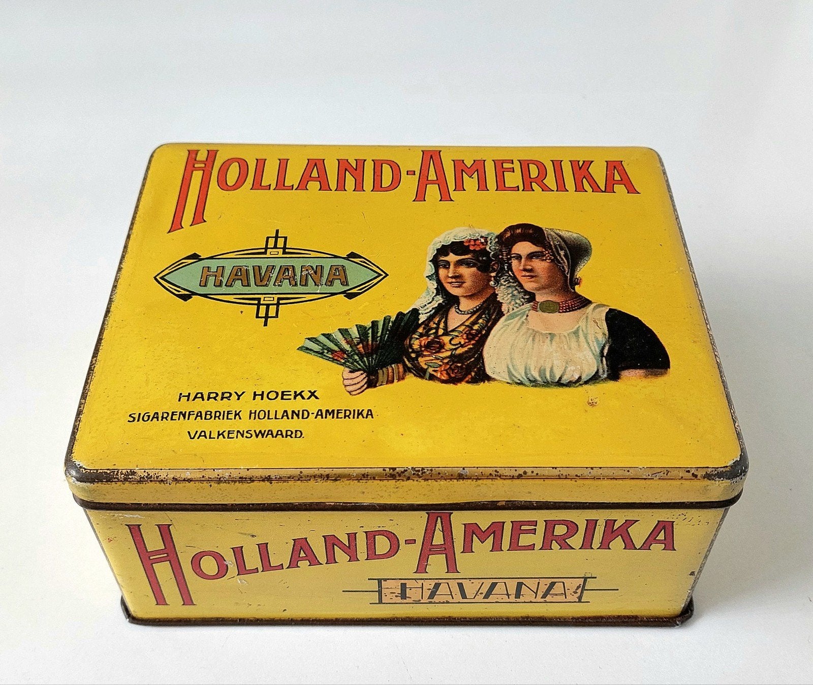 Oud Holland Amerika Sigarenblik Hoekx Valkenswaard Reclame, Ophalen of Verzenden, Gebruikt