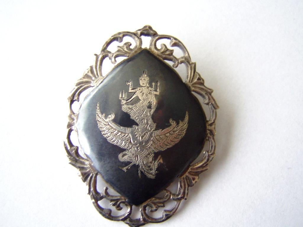 Prachtige Siam Sterling zilveren broche, Ophalen, Zilver, Broche