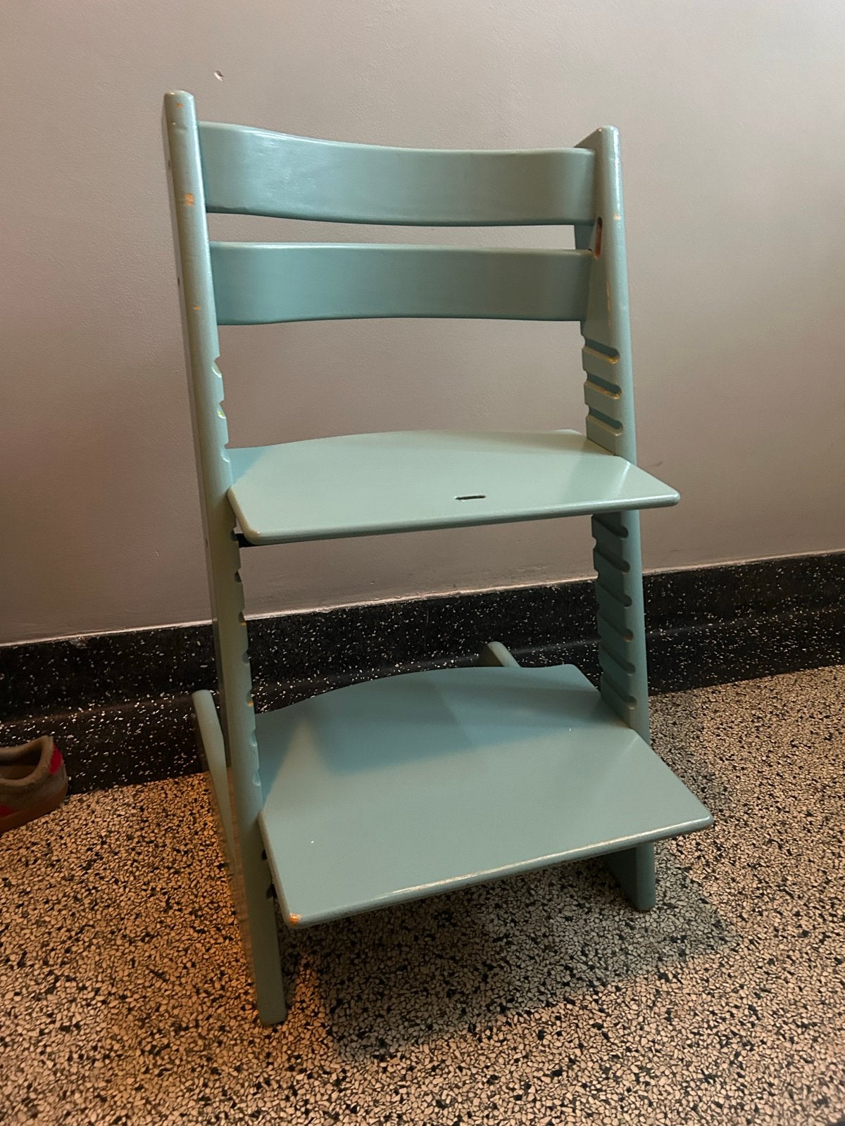 Stokke Tripp Trapp stoel - Lichtblauw/Mintgroen, Ophalen, Gebruikt, Meegroeistoel, Aanschuifbaar