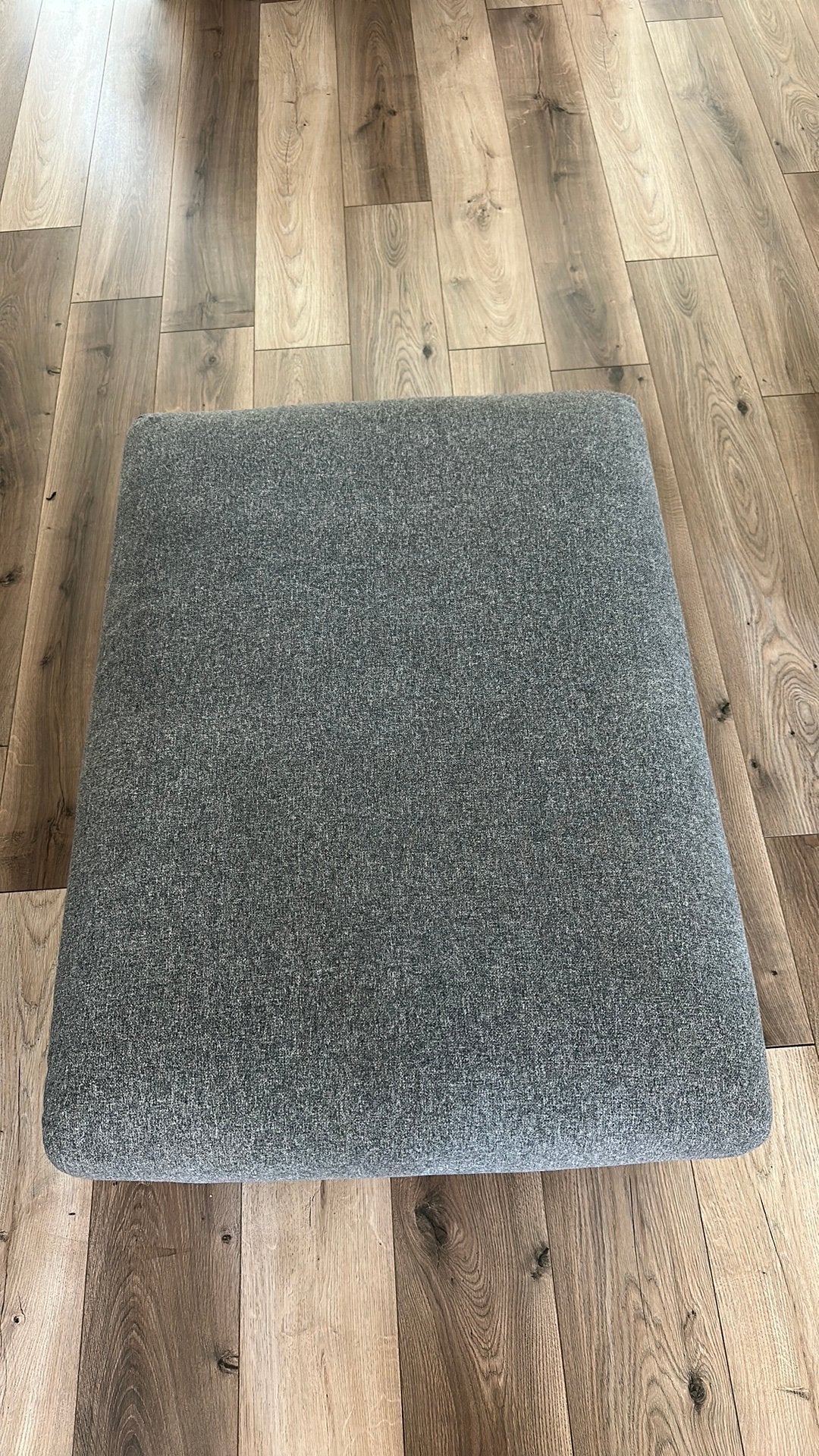 Ikea VIMLE voetenbank met grijze GUNNARED hoes, Ophalen, 100 tot 125 cm, Zo goed als nieuw, Rechthoekig