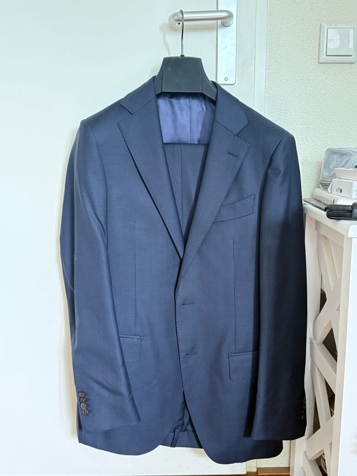 Suitsupply Lazio Pak - Donkerblauw, Pure Wol S110, Ophalen, Zo goed als nieuw, Maat 48/50 (M), Blauw