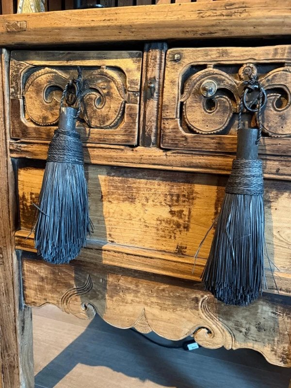 houten decoratie kwast zwart veger stro, -, -, Nieuw, Ophalen of Verzenden