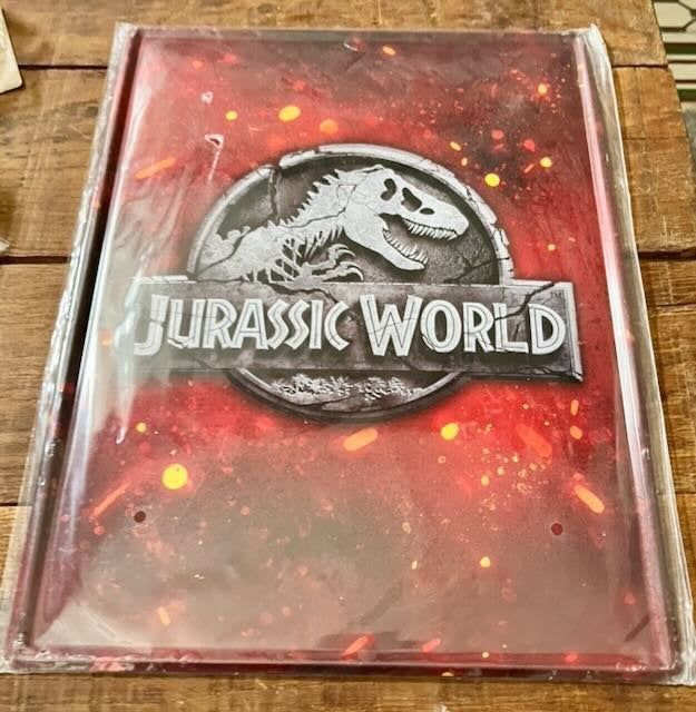 Jurassic world reclamebord bol metaal +-30x40-, Ophalen of Verzenden, Nieuw, Poster