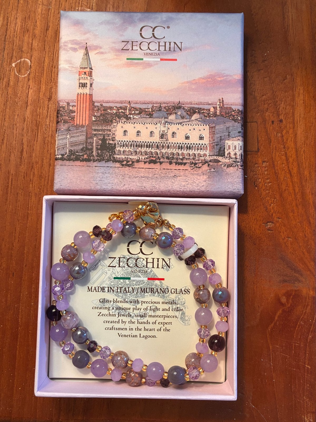 Zecchin Murano Glas ketting - Handgemaakt in Italië, Sieraden, Tassen en Uiterlijk, Armbanden, Overige materialen, Paars, Nieuw