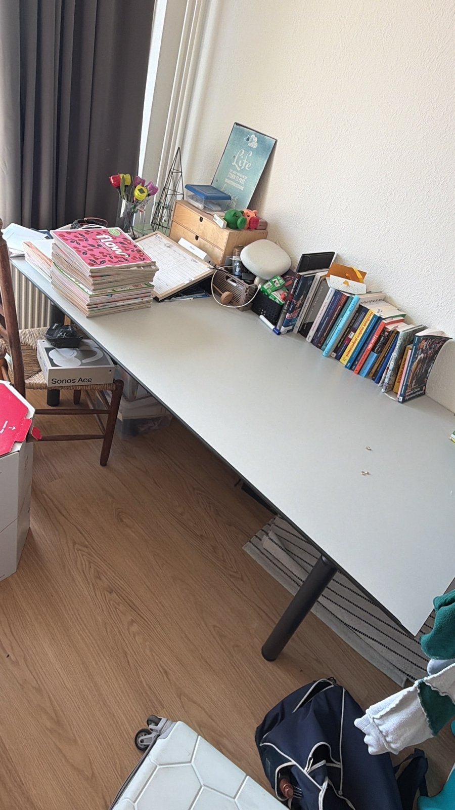 Modern bureau/eettafel met verstelbare poten, Huis en Inrichting, Tafels | Eettafels, Ophalen, Gebruikt, 200 cm of meer, 50 tot 100 cm