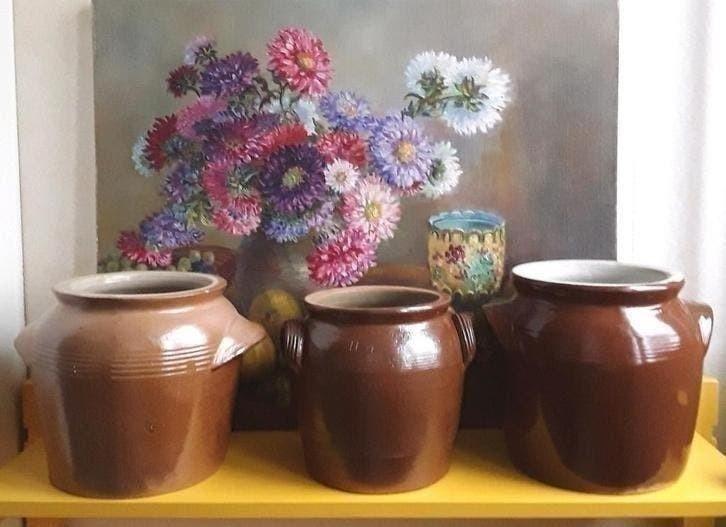Franse mooie en grote grespot met oren, hoogte 19-21,5 cm, Antiek en Kunst, Curiosa en Brocante, Ophalen of Verzenden