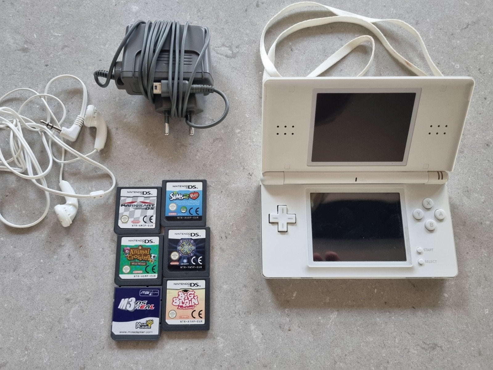Nintendo DS Lite wit met 6 games en rumble pack, Ophalen of Verzenden