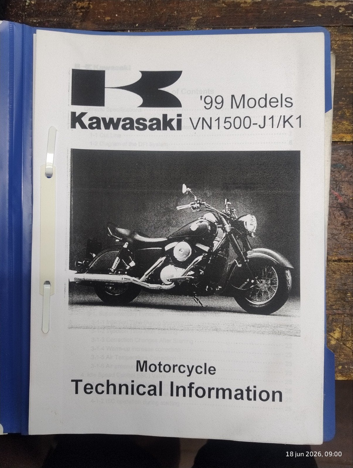 Kawasaki VN1500-J1/K1 '99 Modellen Technische Informatie, Ophalen of Verzenden, Kawasaki