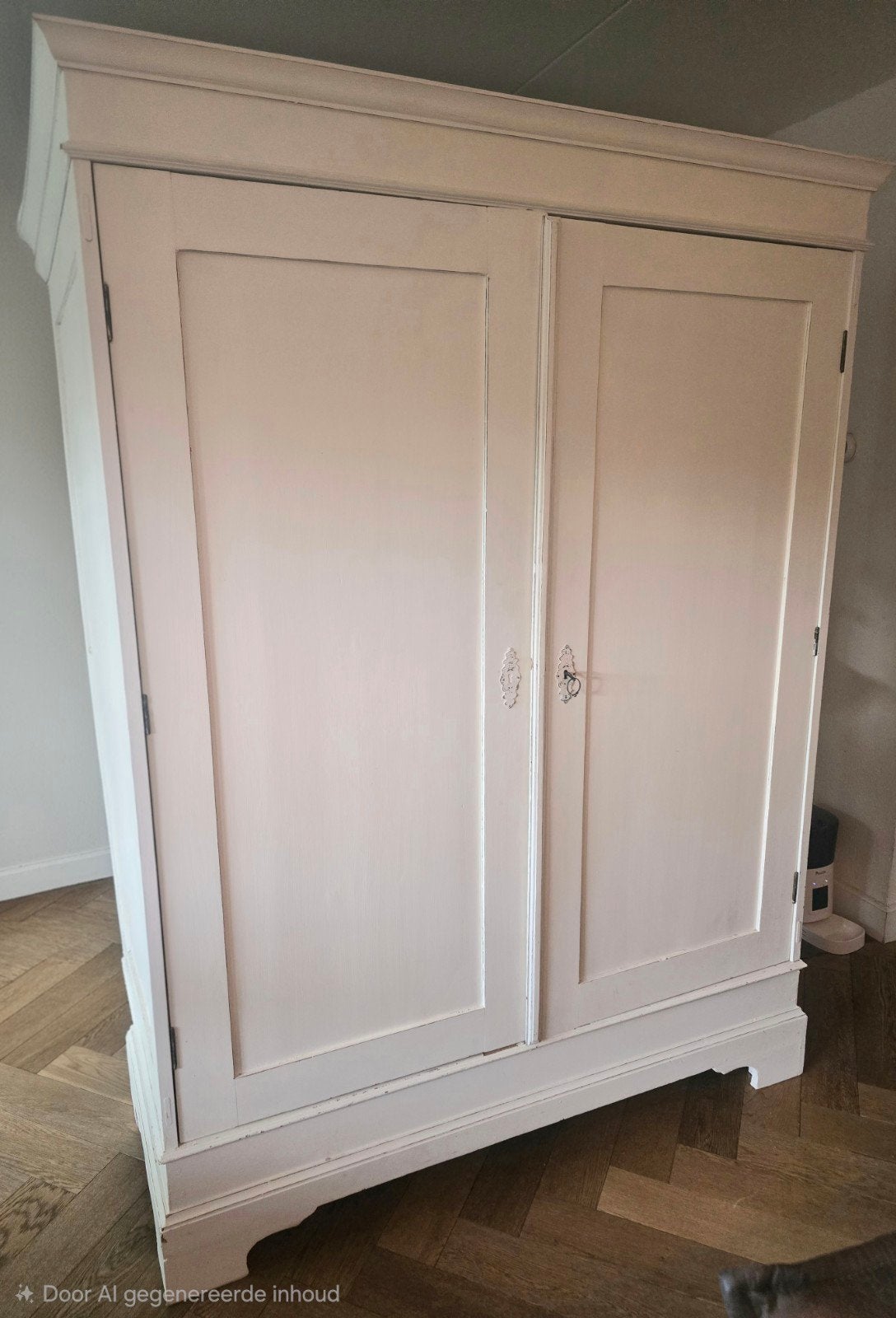 Brocante antieke kledingkast - Wit - 145x58x200cm
