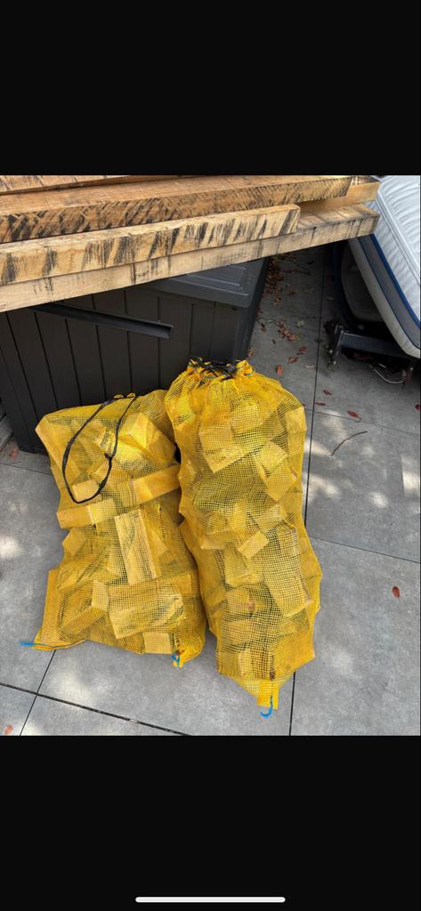 Hardhout brandhout in zakken van ca. 17kg, Tuin en Terras, Haardhout, Minder dan 3 m³, Ophalen of Verzenden, Overige houtsoorten