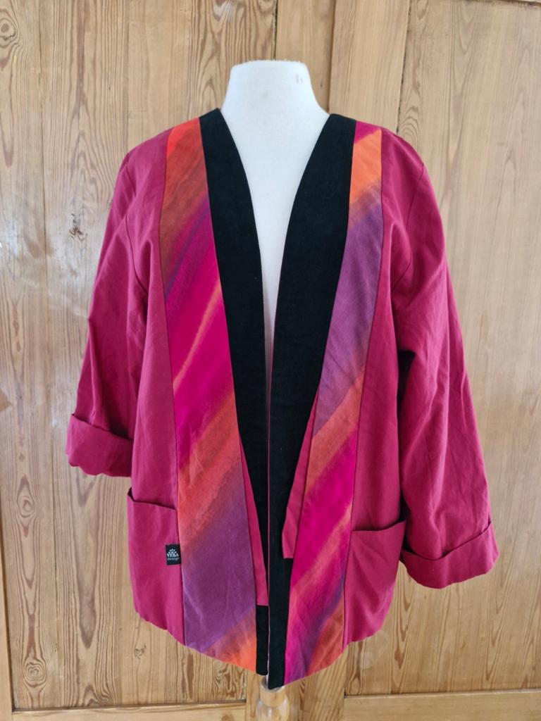 Vintage jasje Vera Design framboosrood 100% katoen mt M zgan, Kleding | Dames, Maat 38/40 (M), Overige kleuren, Ophalen of Verzenden