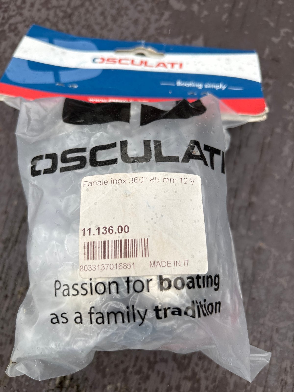 Osculati Fanale Inox 360 85 mm 12V Ankerlicht, Ophalen, Nieuw, Binnenverlichting