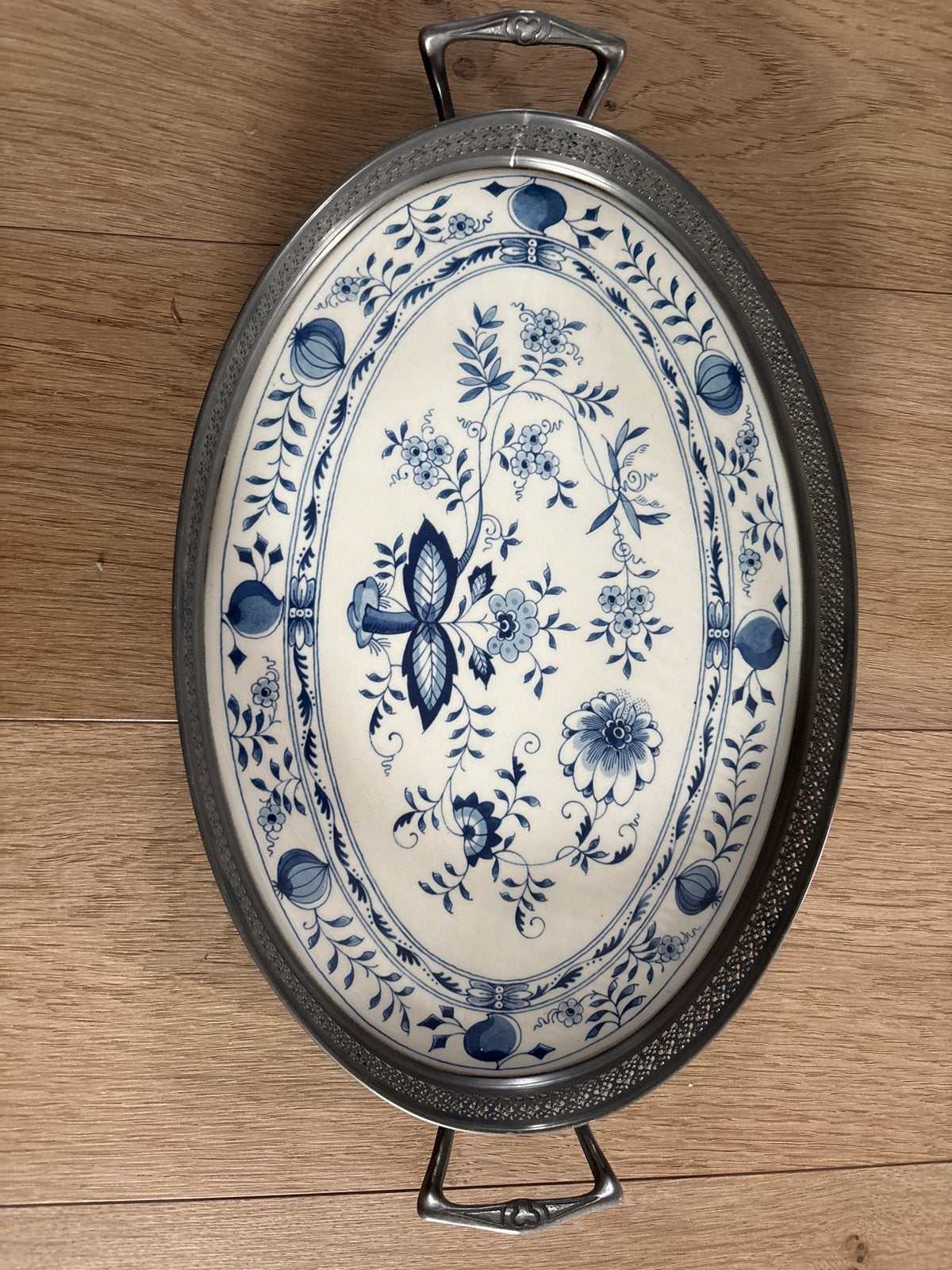 Ovale serveerschaal met Delfts blauw decor, Ophalen of Verzenden