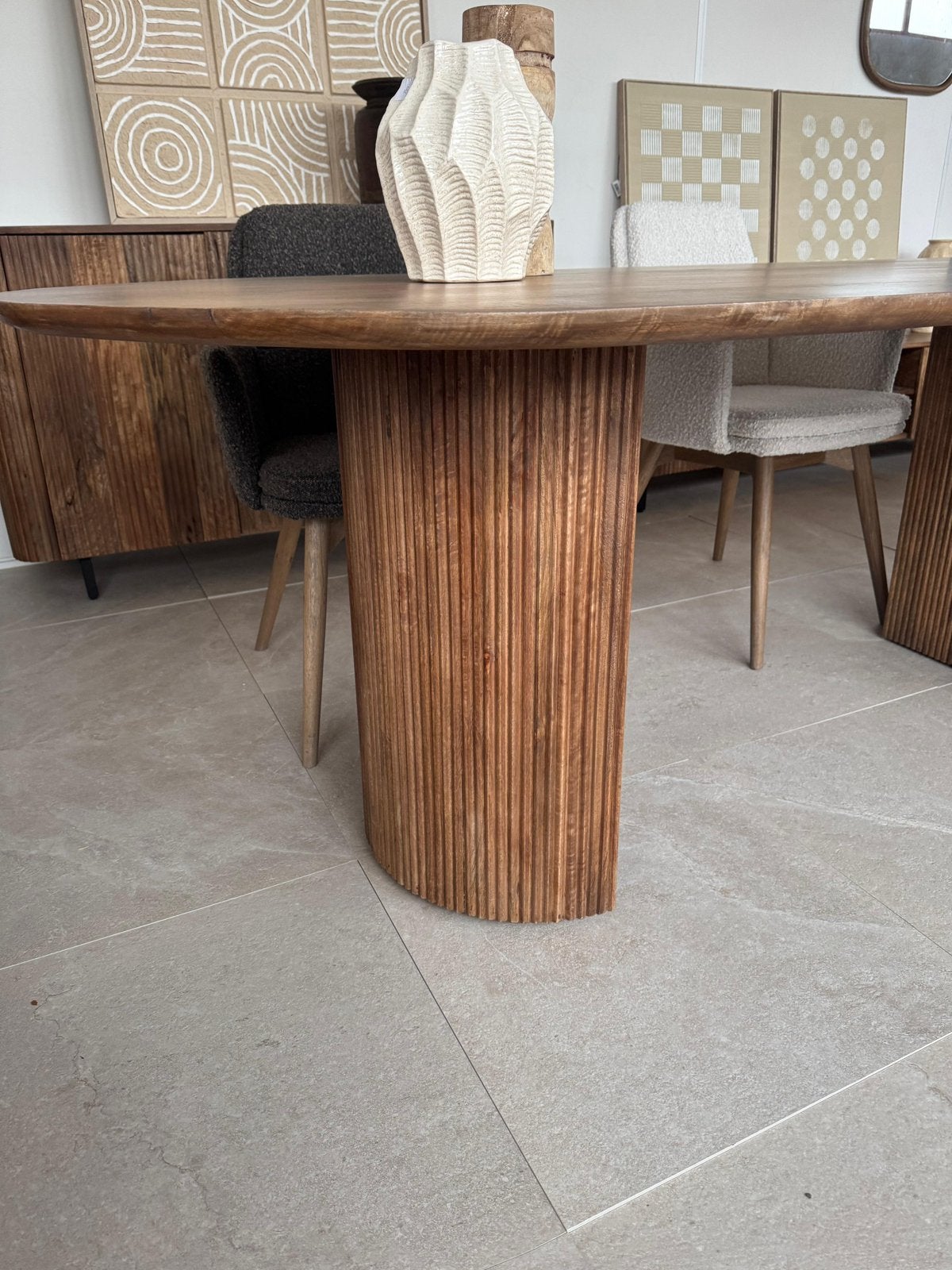 Magazijn leegverkoop eettafel deens ovaal conische poten, Hout, Nieuw, Ophalen of Verzenden, Info@wkhome.nl