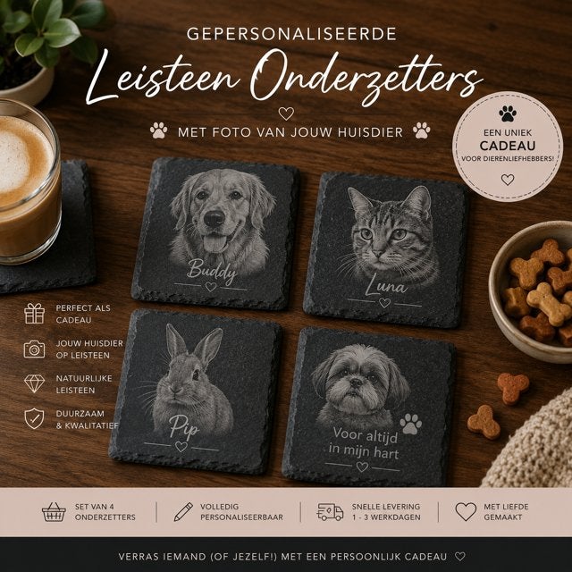 Gepersonaliseerde onderzetters met foto huisdier, Glas of Kopje, Nieuw, Ophalen of Verzenden, Aa