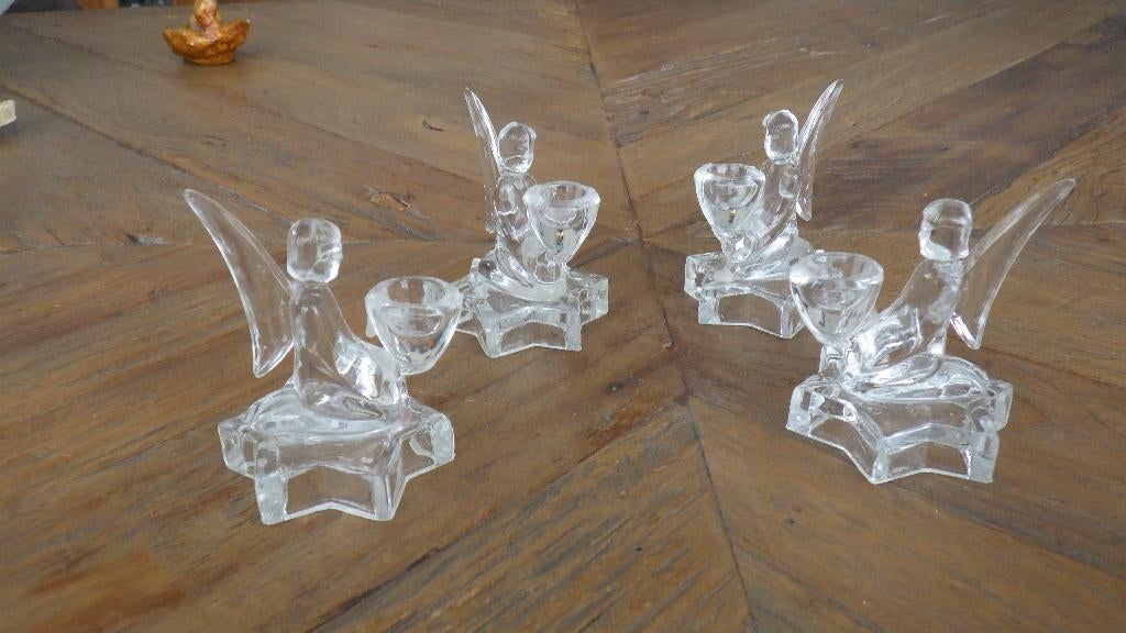 mooie glazen kandelaars versierd met engeltjes, Diversen, Ophalen of Verzenden