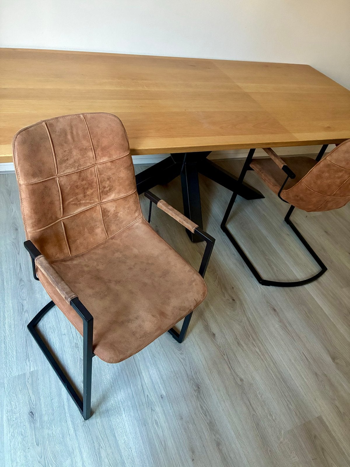 Twee cognac leren stoelen, Ophalen, Gebruikt, Twee, Bruin
