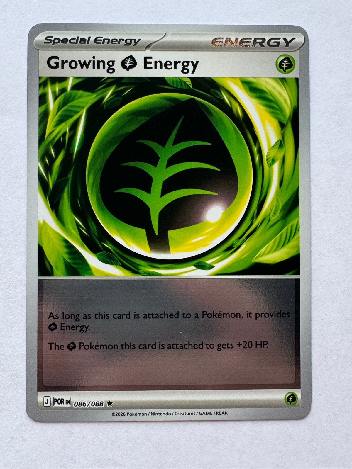 Pokemon Growing Energy 086/088 Special Energy reverse holo, Ophalen of Verzenden, Zo goed als nieuw, Losse kaart