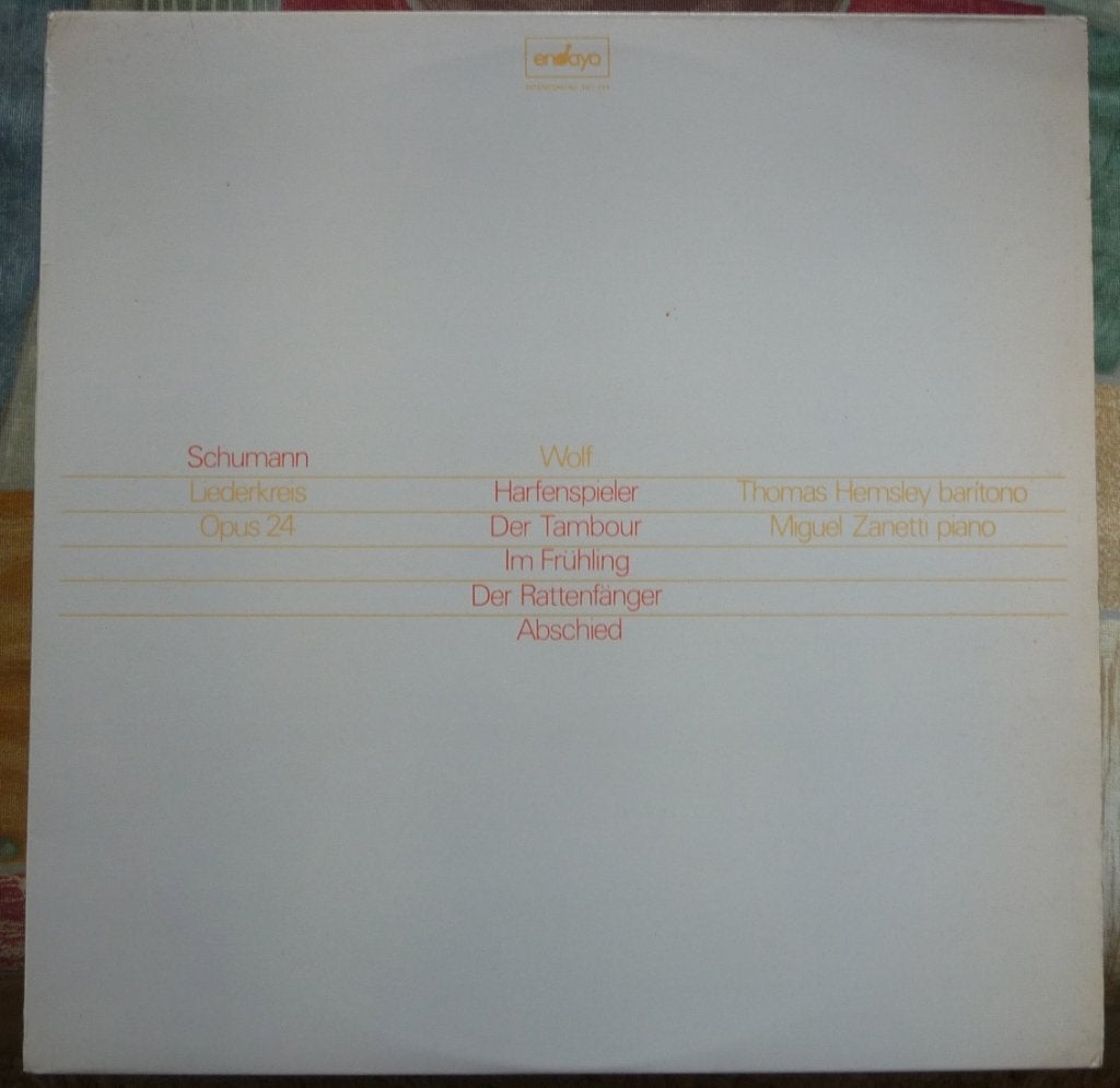 Thomas Hemsley en Miguel Zanetti  -  Schumann en Wolf, Ophalen of Verzenden, Kamermuziek, Gebruikt, 12 inch