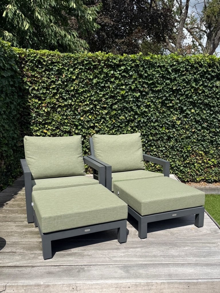 2x Life Outdoor BLOCK Loungestoelen incl. Hockers, Tuin en Terras, Tuinsets en Loungesets, Aluminium, Zo goed als nieuw, Loungeset