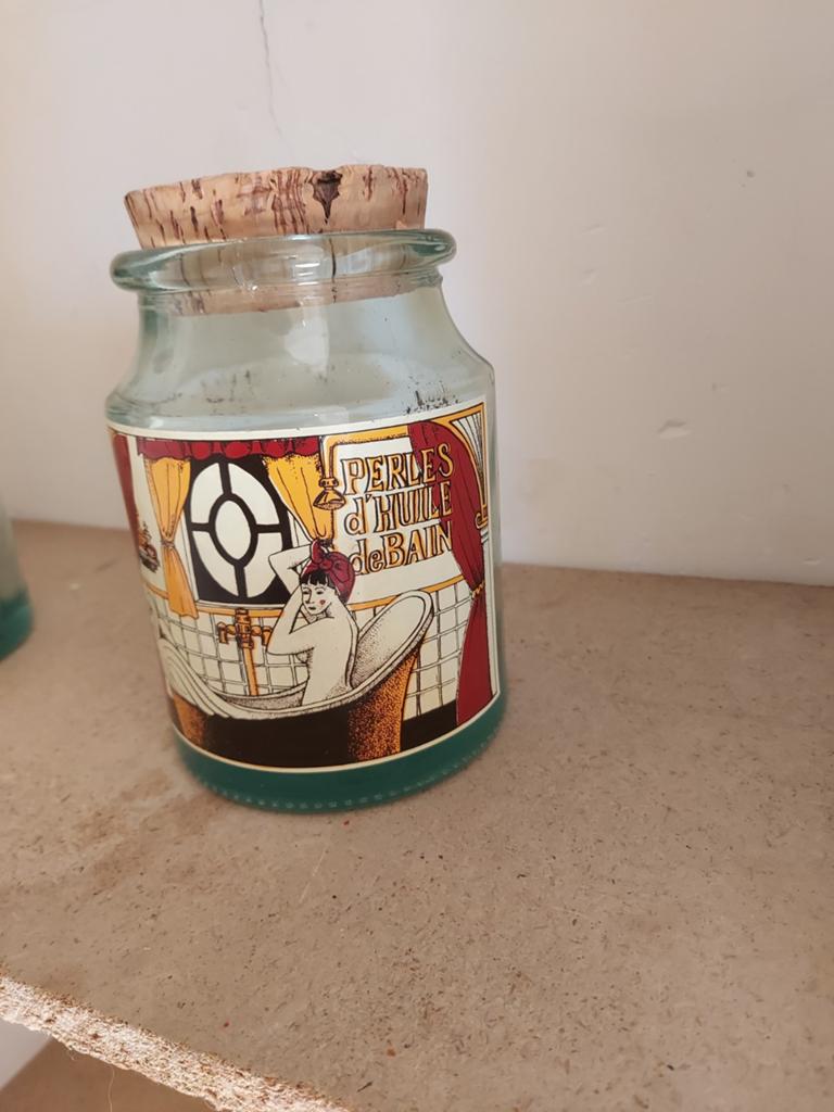 Vintage Glazen Potje met Kurk - Decoratief, Antiek en Kunst, Curiosa en Brocante, Ophalen of Verzenden