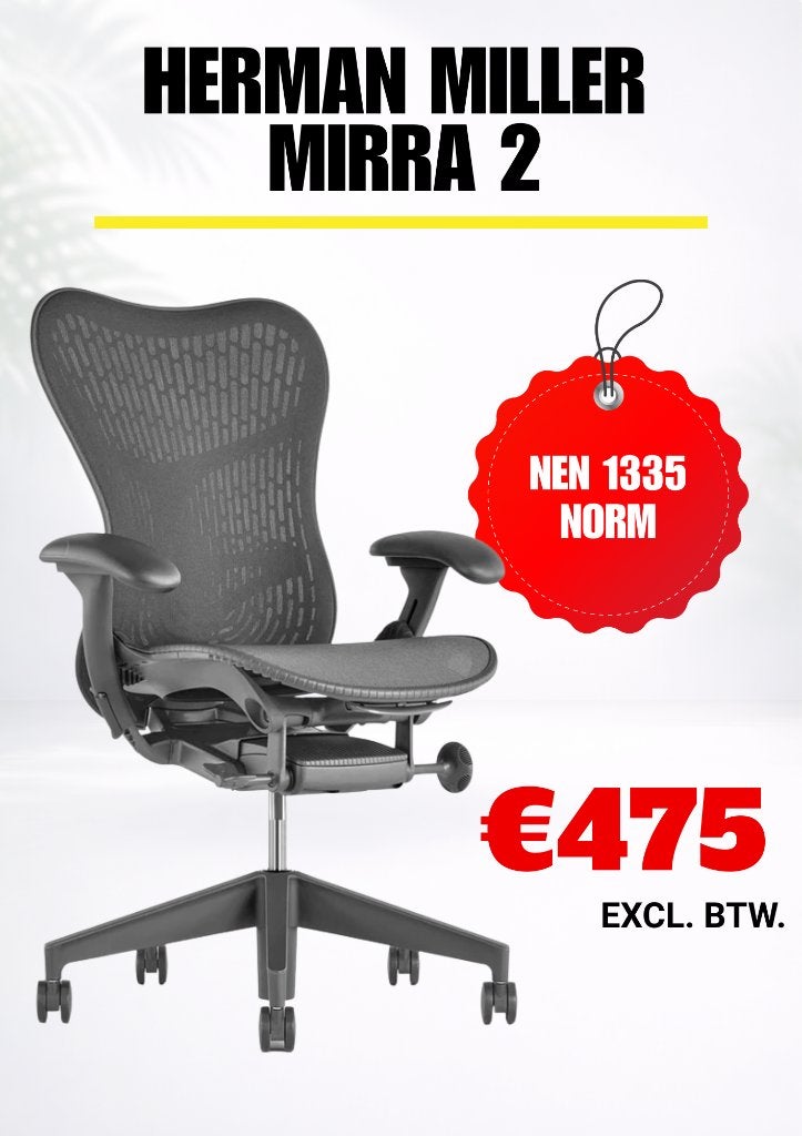 Herman Miller Mirra 2 - Bureaustoel - Refurbished, Zwart, Ophalen of Verzenden, Zo goed als nieuw, Bureaustoel