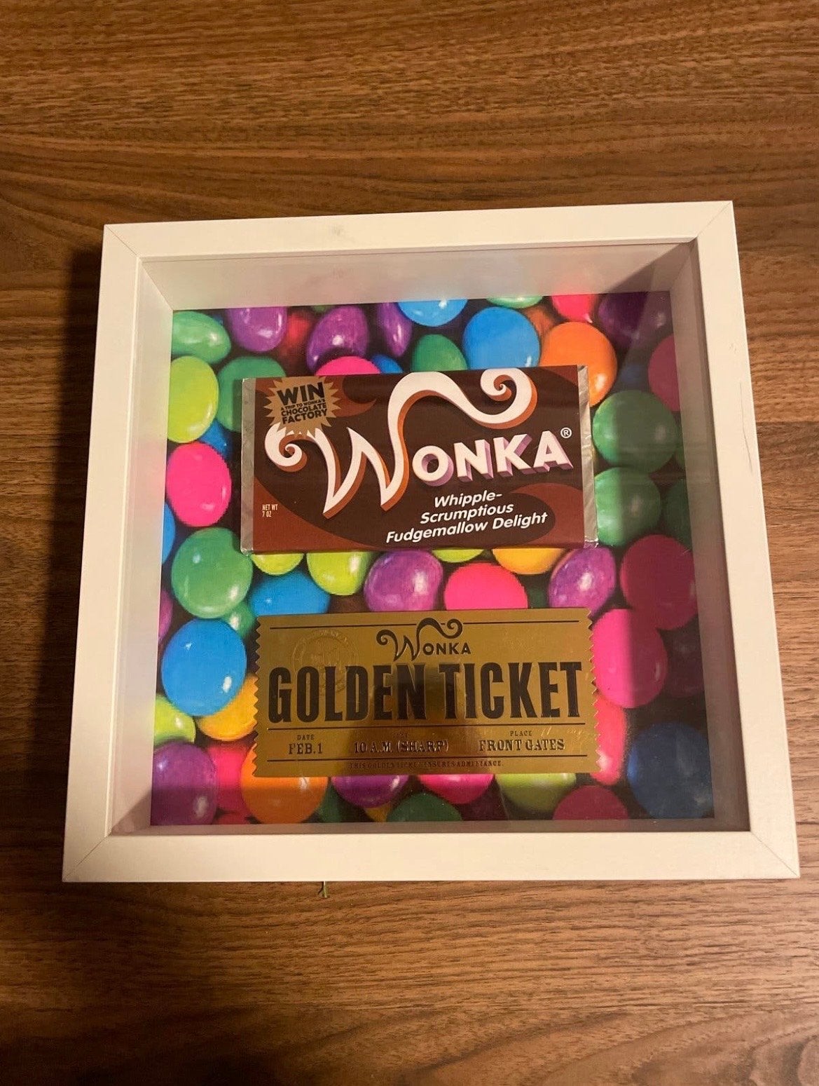 Wonka Chocolade & Gouden Ticket Shadow Box Display, Ophalen of Verzenden, Zo goed als nieuw