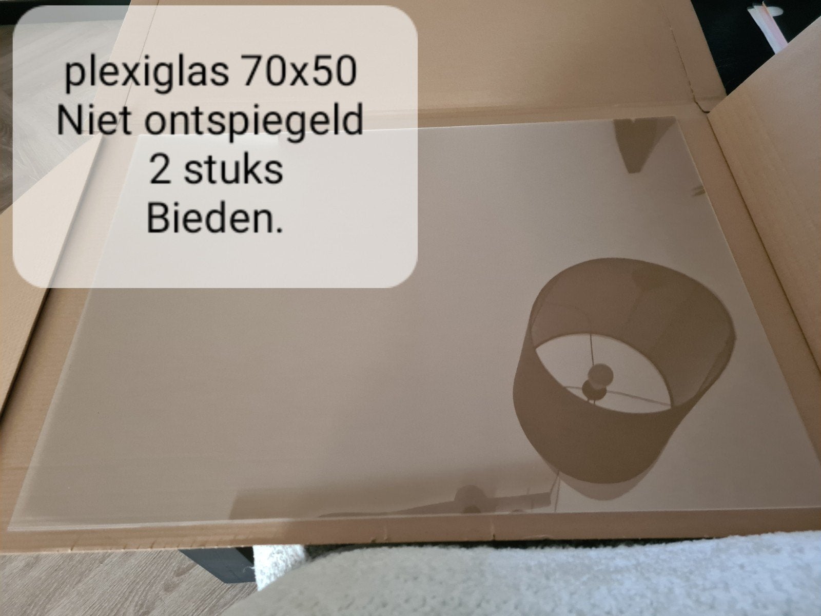 2 Plexiglas platen 70x50 cm - Niet ontspiegeld, Ophalen, Minder dan 80 cm, Minder dan 80 cm, Nieuw