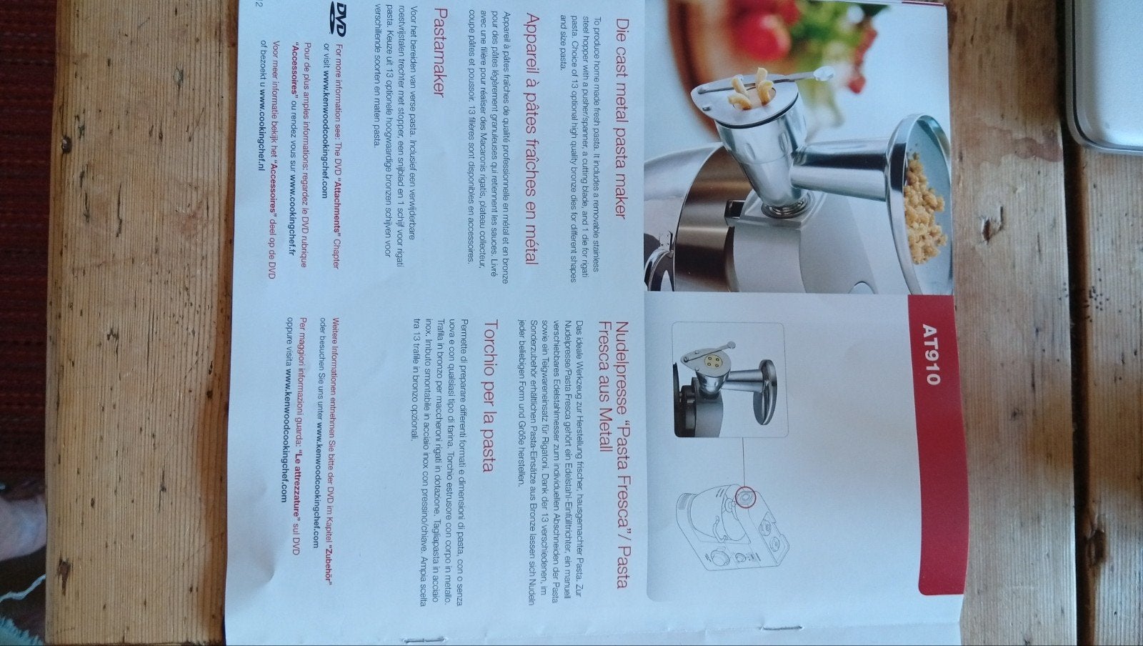Kenwood Pastamaker met diverse pastavormen, 4 liter of meer, Ophalen of Verzenden, Zo goed als nieuw, 3 snelheden of meer