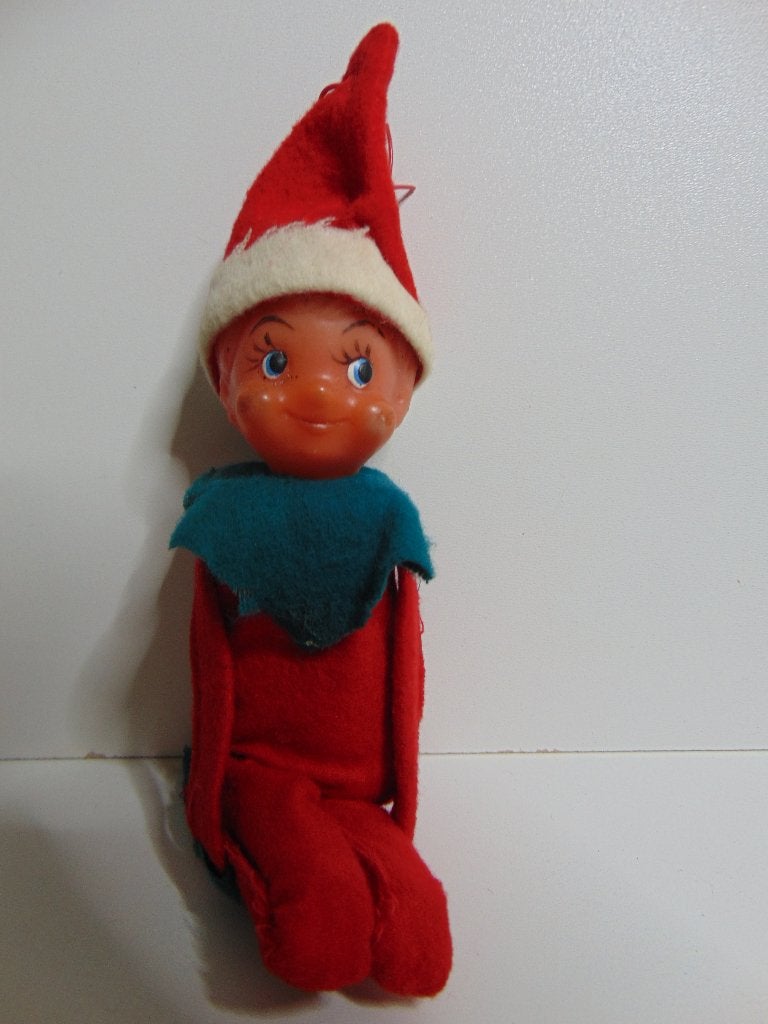Pixie Knee Hugger Elf Kerst ornament Japan jaren 40/50, Diversen, Ophalen of Verzenden, Gebruikt